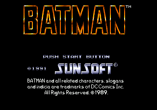 Batman title screen for Sega Mega Drive